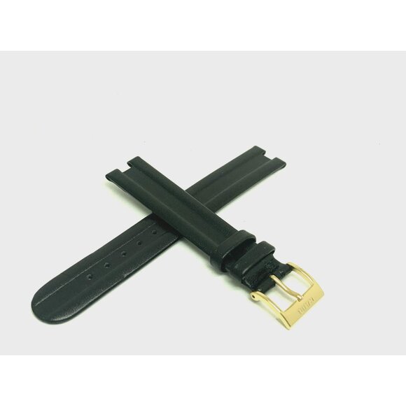 Rado Watch Replacement Band Black Leather Strap 16mm Notched Lug Gold Buckle - Picture 2 of 9